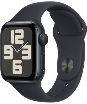 Apple Watch SE 2, 40 мм, корпус из алюминия цвета тёмная ночь, спортивный ремешок цвета тёмная ночь, GPS + Cellular, S/M